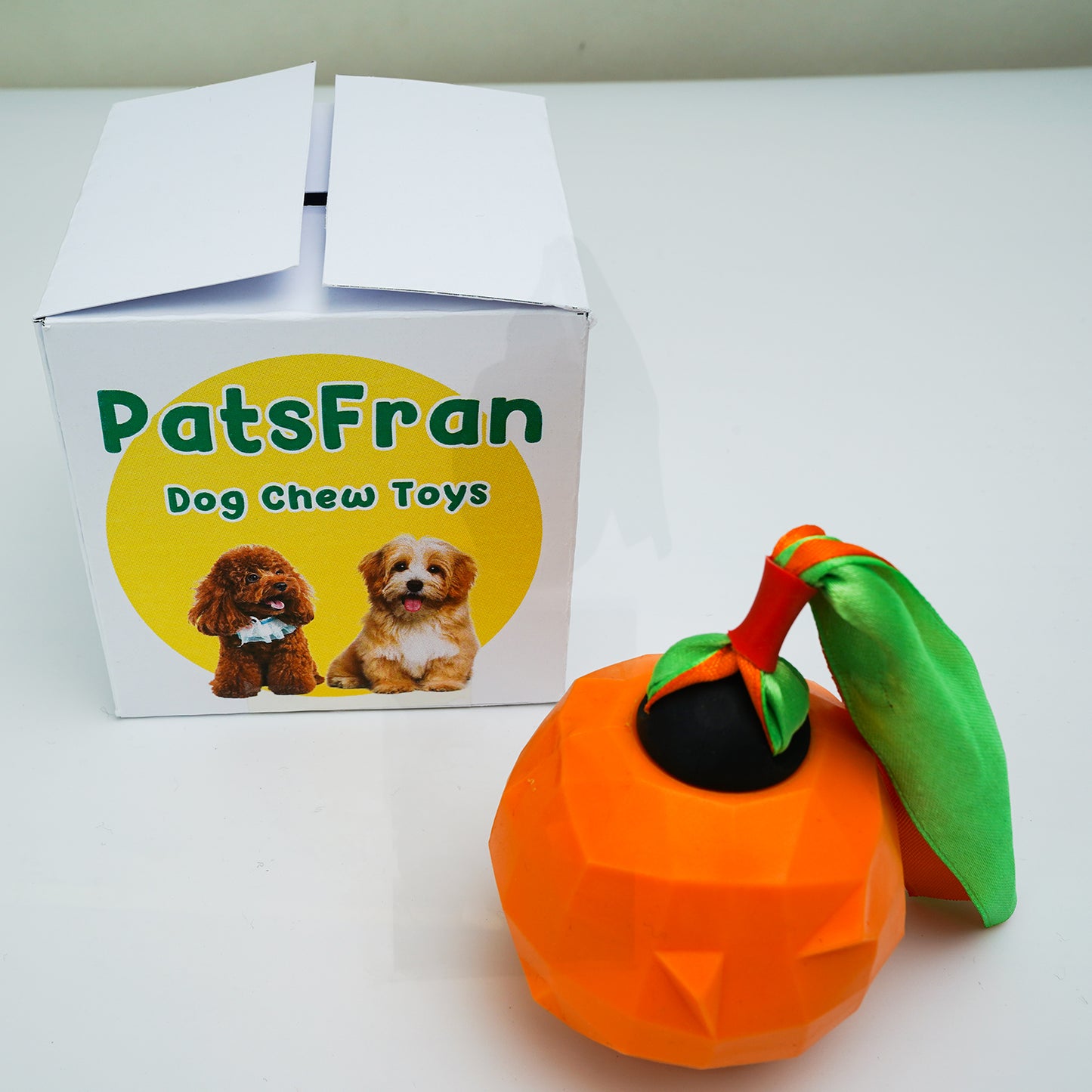 PetsFran Dog Chew Toys for Puppy, Interactive Dog Toy with Natural Rubber, Orange