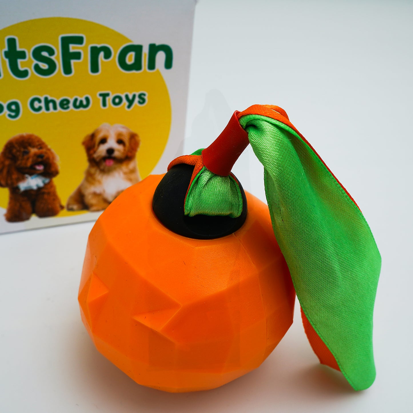 PetsFran Dog Chew Toys for Puppy, Interactive Dog Toy with Natural Rubber, Orange