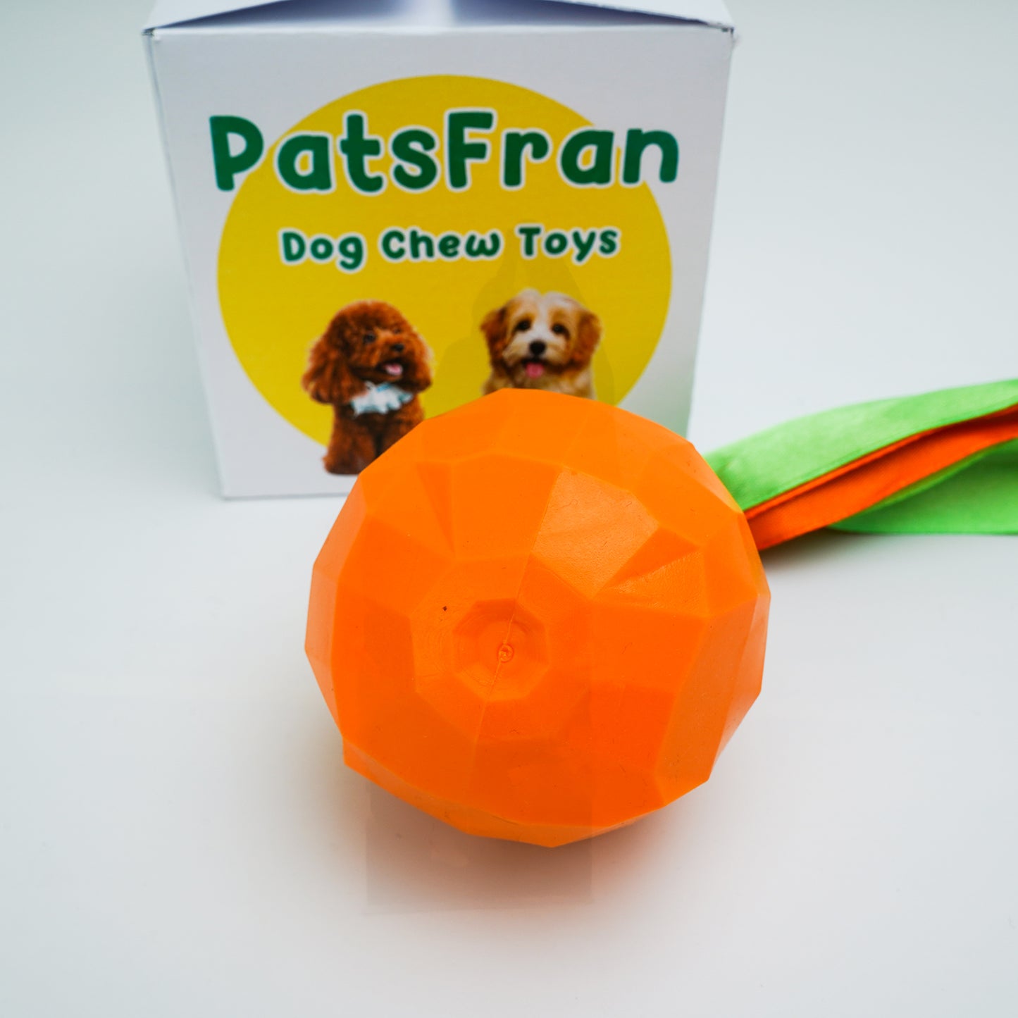 PetsFran Dog Chew Toys for Puppy, Interactive Dog Toy with Natural Rubber, Orange